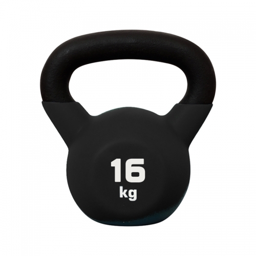 Фото спортивные Гиря WORKOUT G16 (16 кг) черная обрезиненная для силовых тренировок и бега